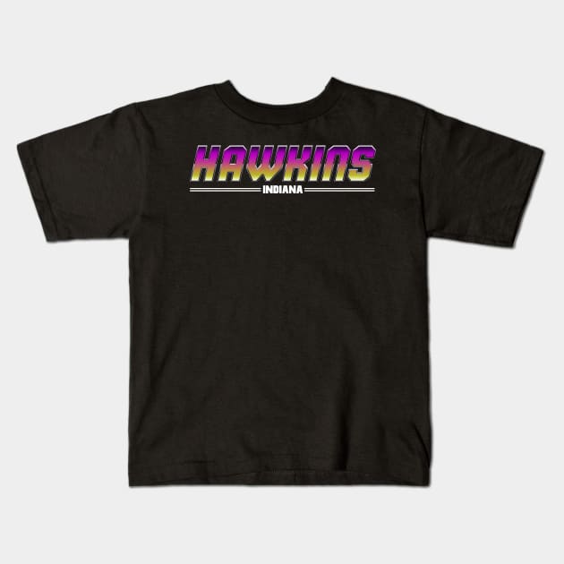 Stranger Things - Hawkins Indiana Kids T-Shirt by Dopamine Creative